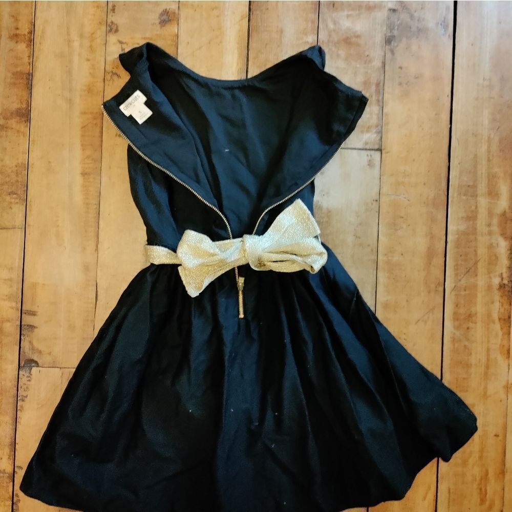 Crewcuts size 5 black dress gold sash Christmas outfit occasion dress cotton - Picture 4 of 5